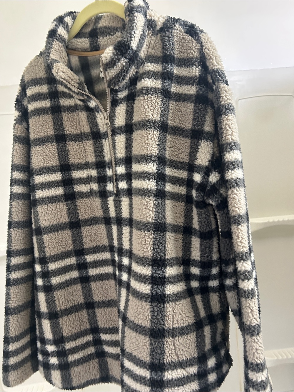 Koolaburra Black & Cream Plaid Sherpa Zip Jacket